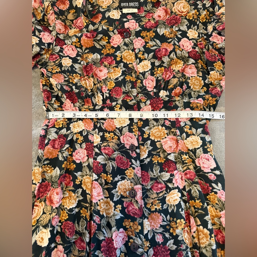 Vintage Byer Dress Floral Small Midi Dress Cottagecore - Picture 8 of 10